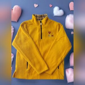 Cute! Jenny by Jennifer Moore Yellow Fleece Pullover with Embroidery size L